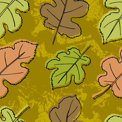 Autumn seamless pattern with leaves