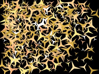 Golden confetti on black background.