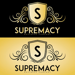 Supremacy crest logo isolated on background. Letter s logo, Initials logo, suitable for any company, ready to print, easy to edit, organized layer.