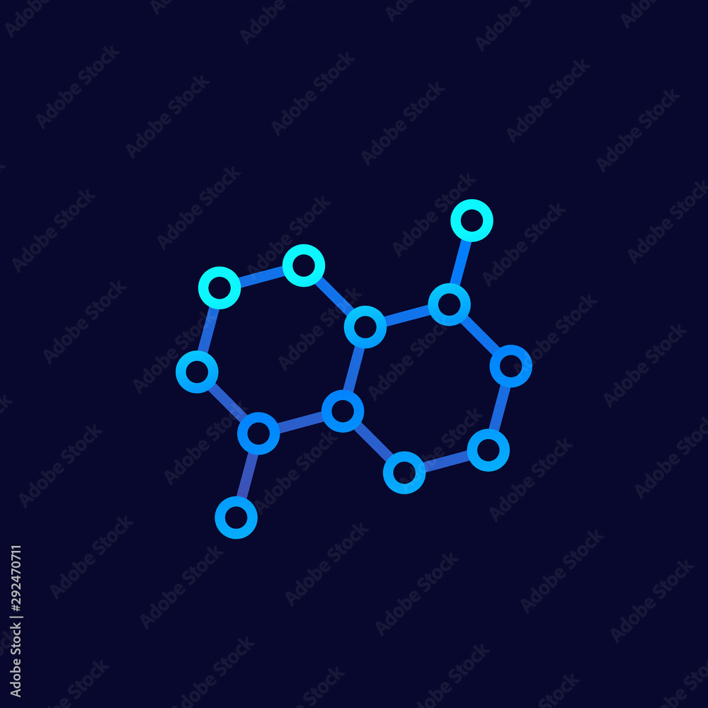 Poster graphene, carbon molecule structure vector icon