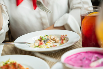 lunch in the cafe, different dishes