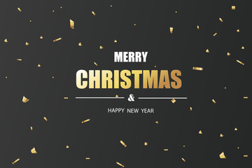 Merry Christmas and Happy New Year. Christmas sale banner in black background.