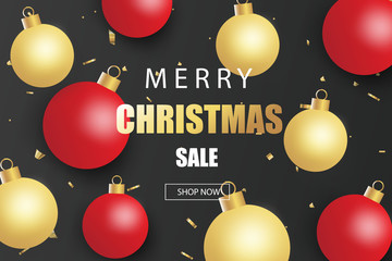 Merry Christmas and Happy New Year. Christmas sale banner.