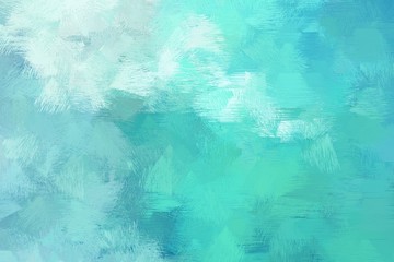 Fototapeta na wymiar rough brush painted illustration with medium turquoise, pale turquoise and light blue color. artwork can be used as texture, graphic element or wallpaper background