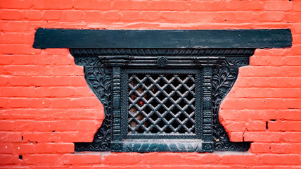 Traditional Nepalese wooden window known as ankhi jhyal