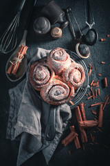 Homemade cinnamon buns as swedish classic dessert