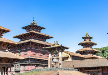 Naklejka premium Ancient temples at Patan Durbar Square, Nepal. A UNESCO World Heritage Site.
