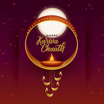 lovely happy karwa chauth card design background