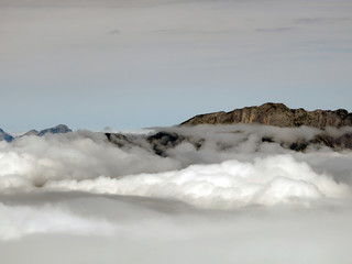 Fototapeta na wymiar Climbing over the clouds in Berchtesgarden, Bavaria Alps