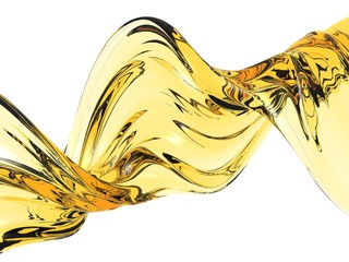 Yellow shiny transparent liquid splash