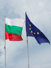 Two flags: bulgarian and european union
