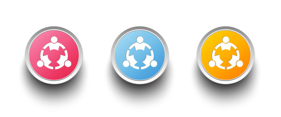 3D Icon set Teamwork People three person group. Vector design