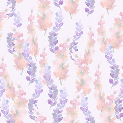 Fototapeta na wymiar Beautiful floral seamless pattern lavender on white background