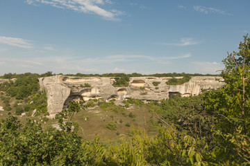 Fototapeta na wymiar Eski-Kermen is a medieval fortress city in the South-Western part of the Crimean