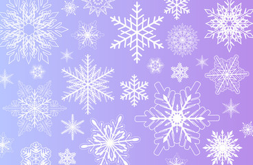 Naklejka na ściany i meble Snowflakes winter background, christmas snowflakes vector pattern.