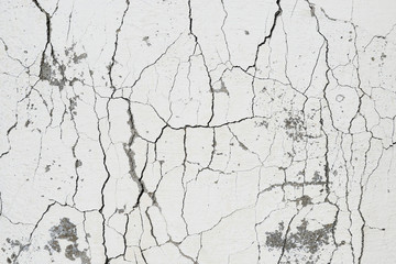 Cracked plaster texture background. Old white wall