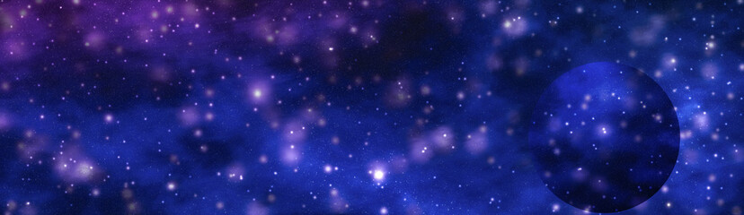 Stars, planet and galaxy in cosmos universe, space and time travel science background