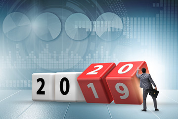 Concept of changing year from 2019 to 2020