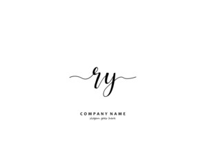  RY Initial handwriting logo vector