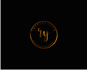  RY Initial handwriting logo vector