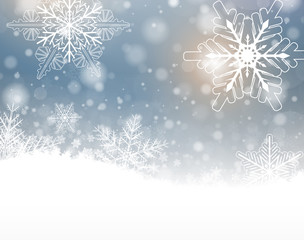 Christmas background with snowflakes, winter snow design