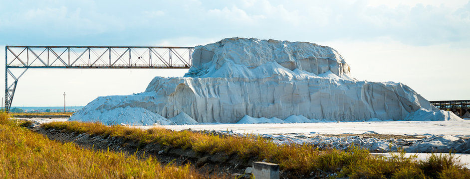 The collection from sea salt salins near establishment Santa Margherita di Savoia Italy