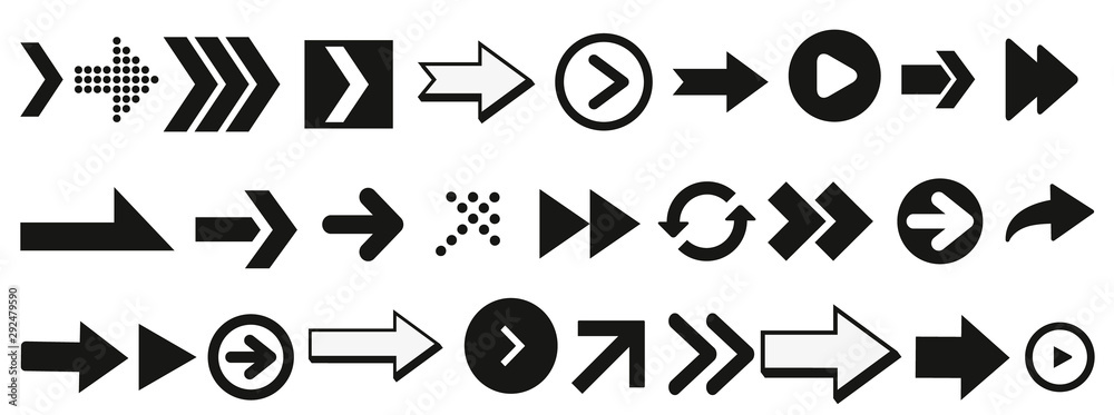 Poster Set arrow icon. Collection different arrows sign. arrows vector collection black. Abstract elements for business infographic. Up and down trend.