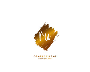  RU Initial handwriting logo vector