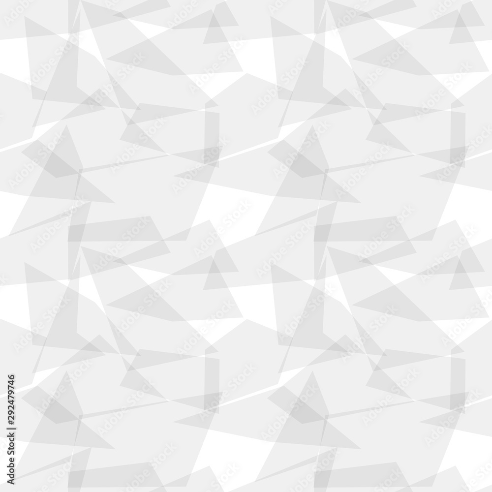 Poster geometric abstract seamless pattern, white and grey on light silver background modern design. vector