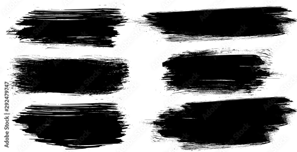 Aufkleber Brush strokes. Grunge design elements. Rectangle text boxes. Vector paintbrush set. Vector illustration.