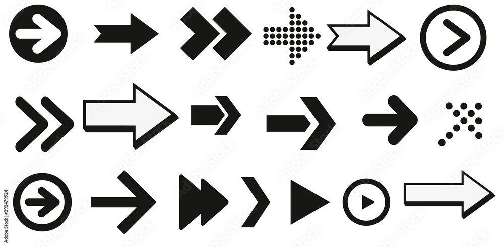 Poster arrow icon. different black arrows icons. arrow. arrows vector collection