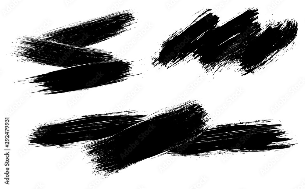 Poster Brush strokes. Grunge design elements. Rectangle text boxes. Vector paintbrush set. Vector illustration.
