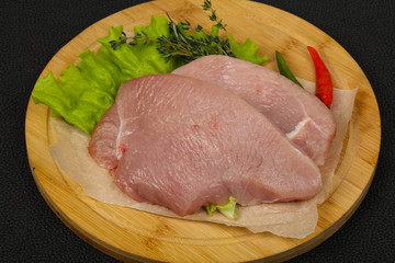 Raw turkey steak