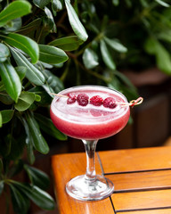 Soft drink soft drink with raspberry and crushed ice