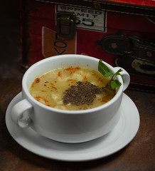 Soup soup dushbara with spicy topping