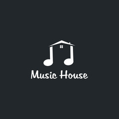 music house logo design vector