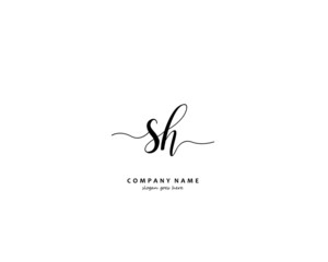 SH Initial handwriting logo vector