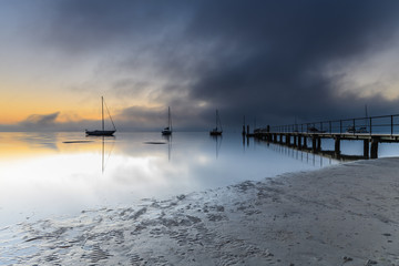 Misty Morning Sunrise Waterscape