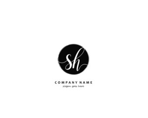 SH Initial handwriting logo vector