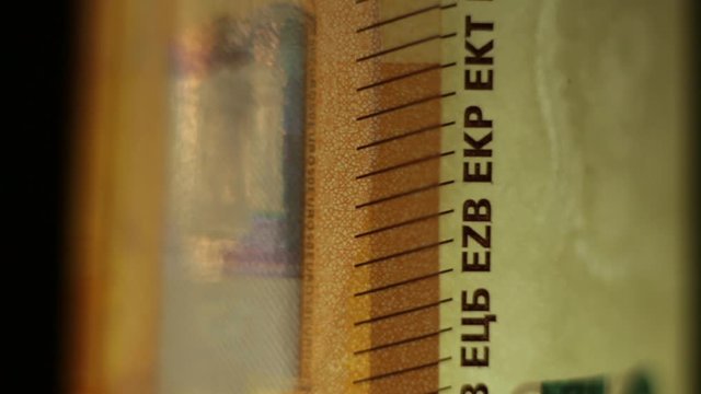 Close Up Of The 50 Euro Banknote Security Features.