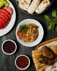 Eggplant caviar with lule kebab