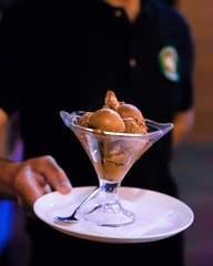 Chocolate ice cream served in glass