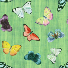 Seamless butterfly illustration..Seamless pattern..Watercolor painted butterflies..