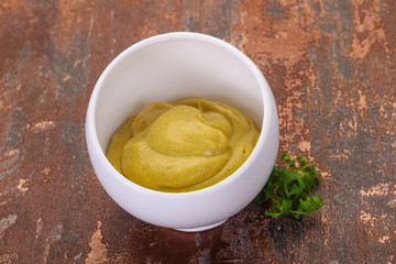 Mustard sauce in the bowl