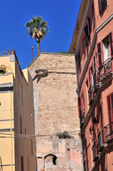 Cagliari, Italy, September 2019. Palm tree on the top of the Bastione Saint Remy