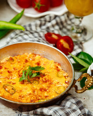 Omelette with green pepper and herbs