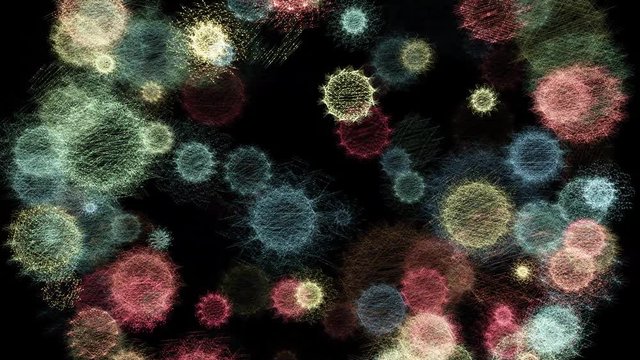 Seamless abstract alien lifeforms evolve and move on black background