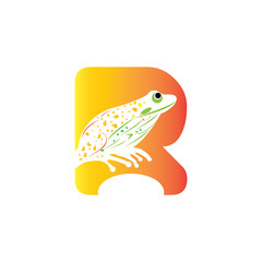 Letter R Frog cartoon icon silhouette logo illustration