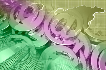 Mail signs, map and buildings