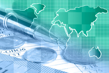 Map, table and coins